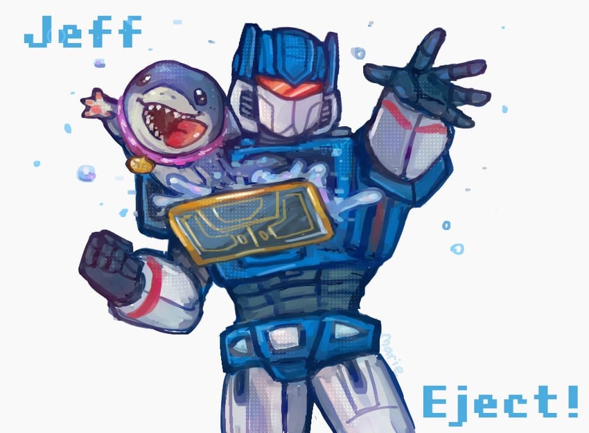 soundwave and jeff the land shark (marvel and 3 more) drawn by mariedoodles