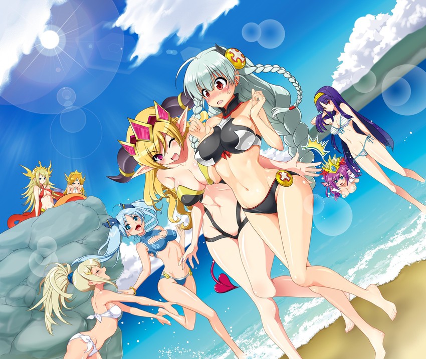 valkyrie, light valkyrie, isis, echidna, lilith, and 2 more (puzzle & dragons) drawn by uran_(uran-factory)
