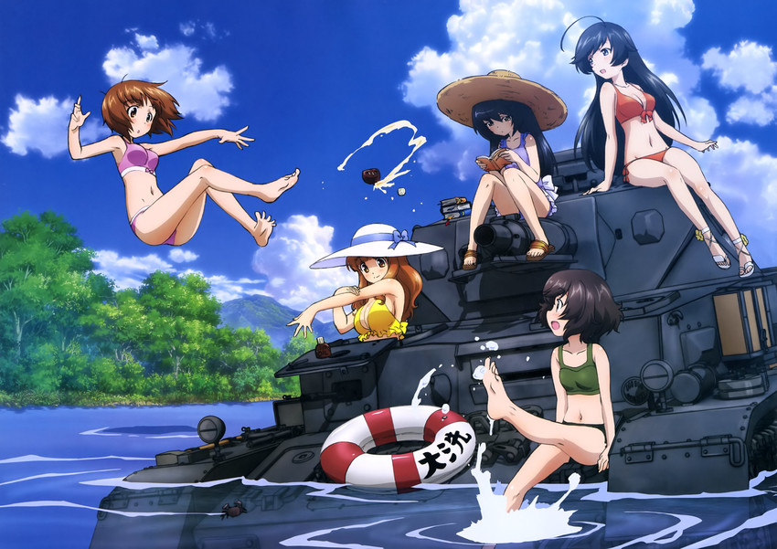nishizumi miho, akiyama yukari, takebe saori, reizei mako, and isuzu hana (girls und panzer) drawn by sugimoto_isao