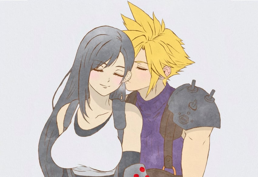 tifa lockhart and cloud strife (final fantasy and 2 more) drawn by 11hana06