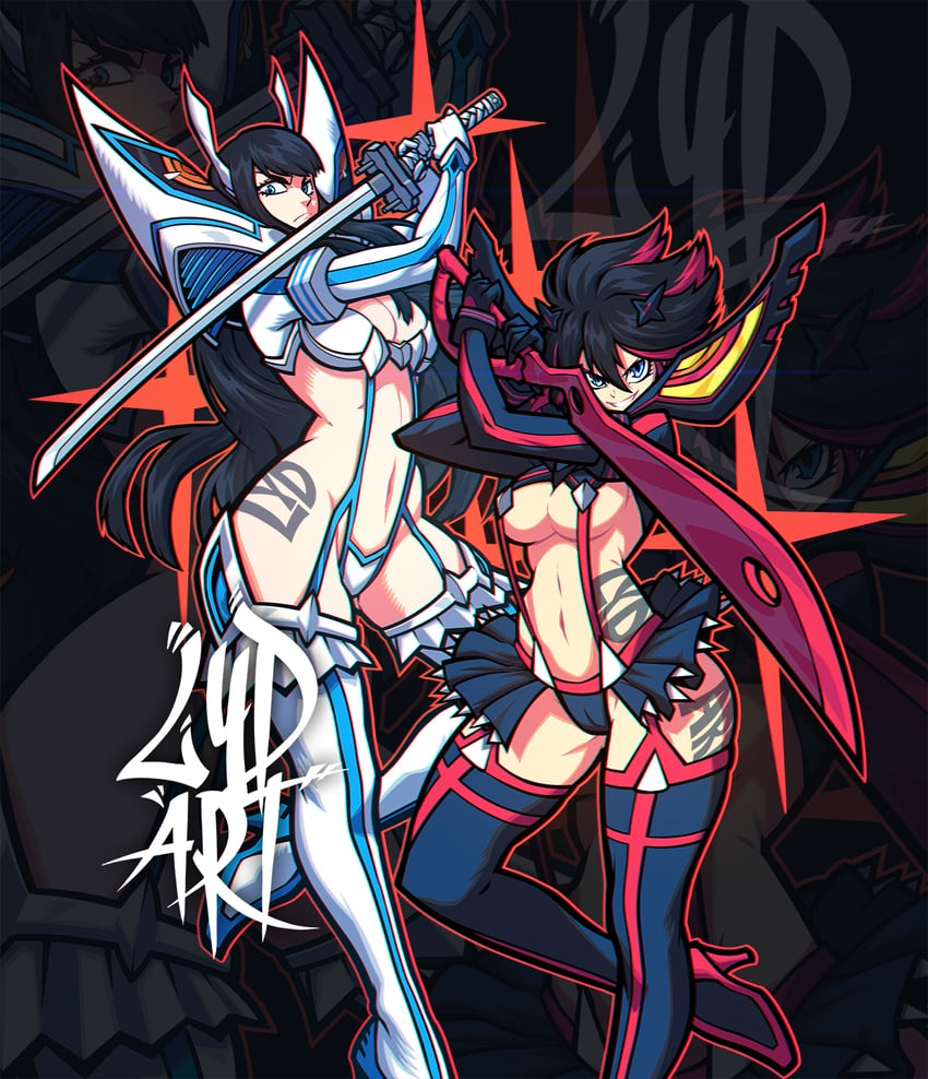 matoi ryuuko, senketsu, kiryuuin satsuki, and junketsu (kill la kill) drawn by lydart_mclo