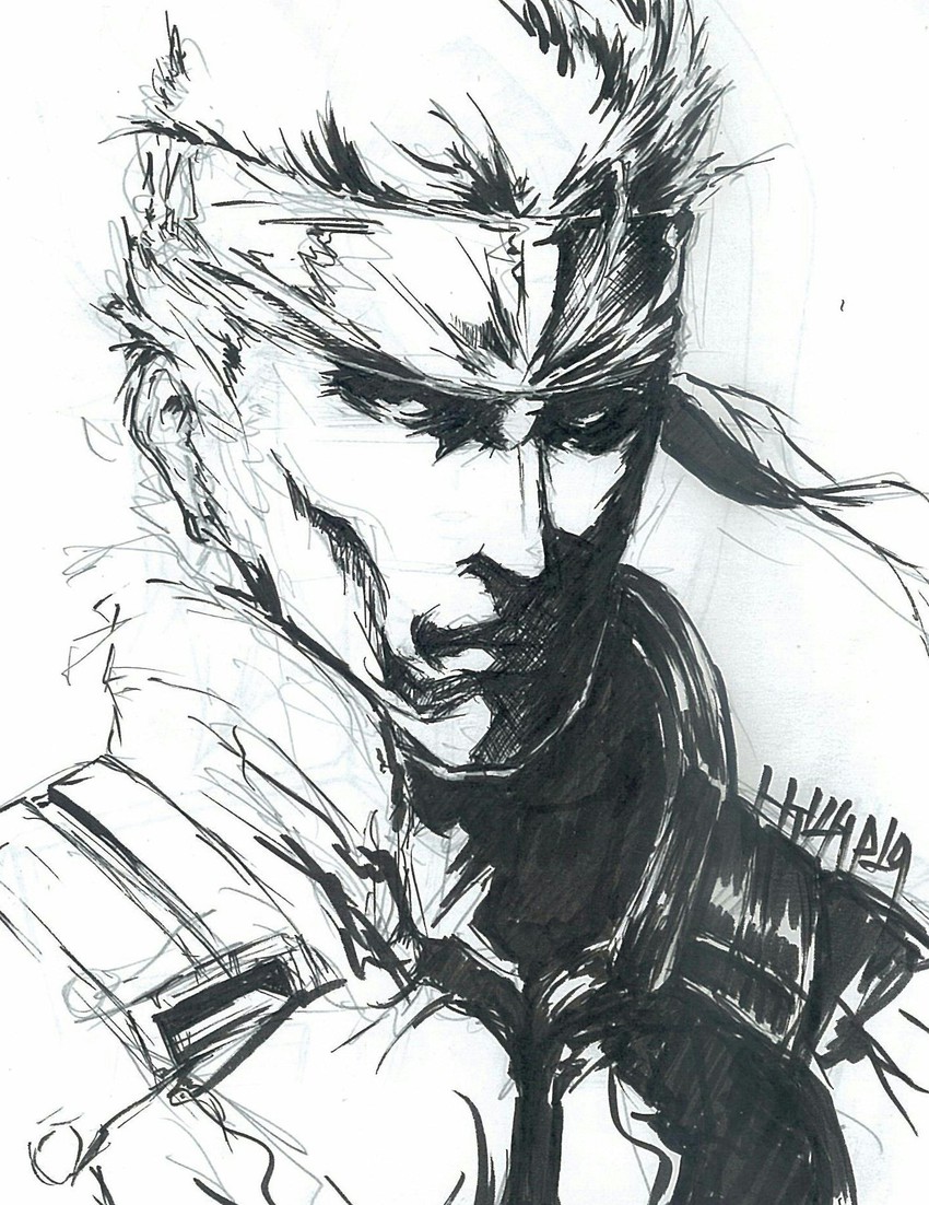 solid snake (metal gear and 1 more) drawn by darshima