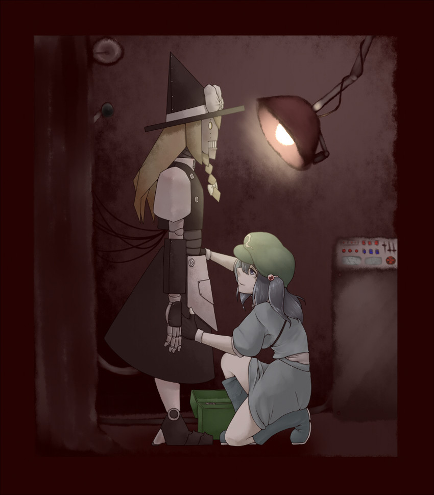 kirisame marisa and kawashiro nitori (touhou) drawn by amber_manzyu
