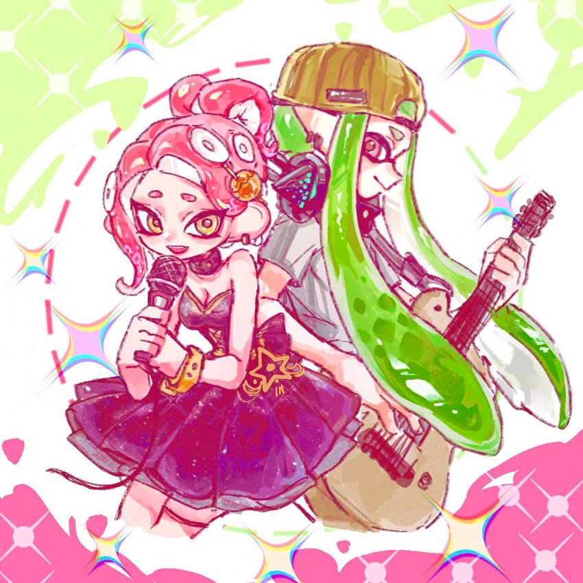 inkling player character, inkling girl, octoling player character, octoling girl, agent 8, and 1 more (splatoon) drawn by gucandiyi52092