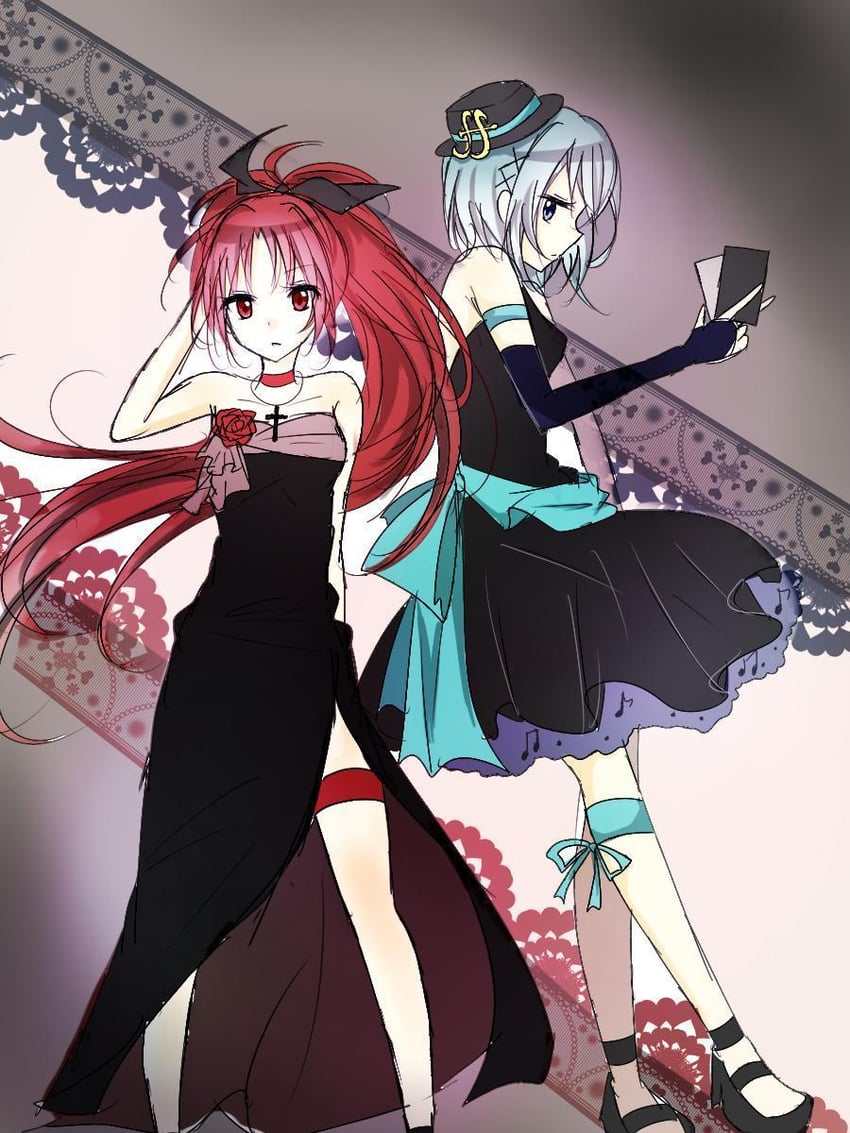 miki sayaka and sakura kyoko (mahou shoujo madoka magica) drawn by sakuira-ame_(zyosefi-nu)