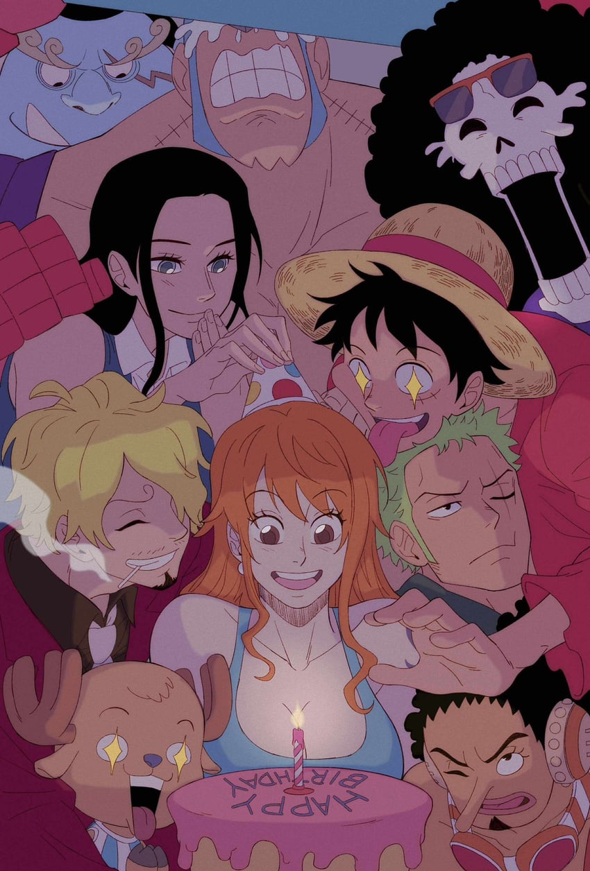 nami, monkey d. luffy, nico robin, roronoa zoro, sanji, and 5 more (one piece) drawn by oliviajtaylor20