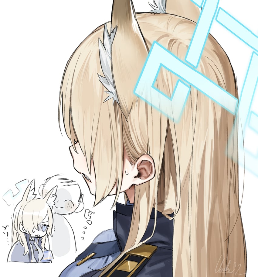sensei, doodle sensei, and kanna (blue archive) drawn by uhuhu