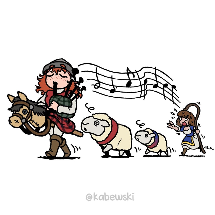 villager and scout cavalry (age of empires and 1 more) drawn by kabewski