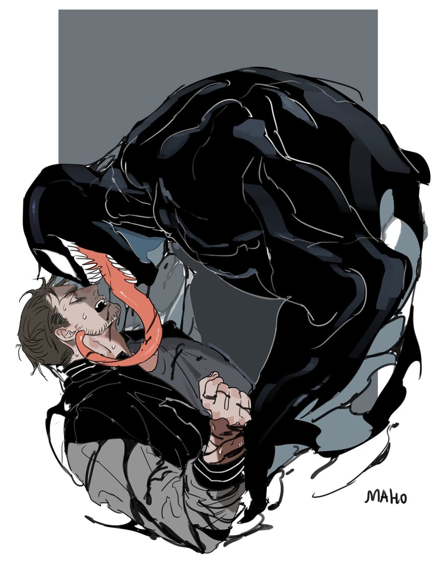 venom and eddie brock (marvel and 1 more) drawn by karmaho