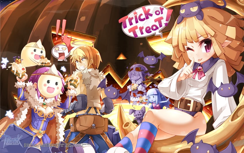 whitesmith, wizard, loli ruri, lude, marionette, and 1 more (ragnarok online) drawn by ooyama_kina