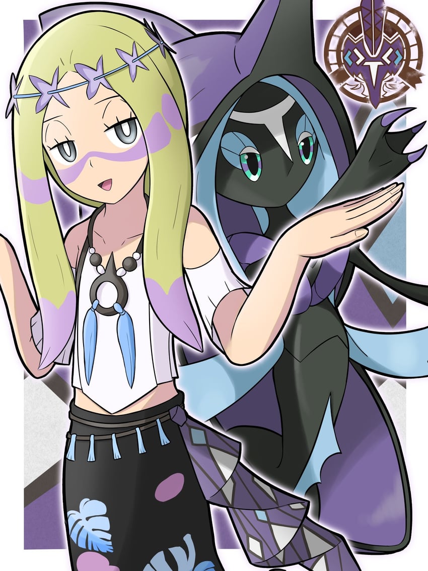 mina and tapu fini (pokemon and 1 more) drawn by nasubi_shirasu