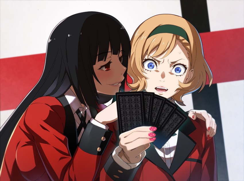 jabami yumeko and sumeragi itsuki (kakegurui) drawn by nyoro_(nyoronyoro000)