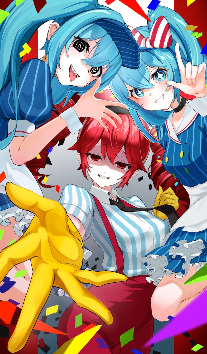hatsune miku and kasane teto (vocaloid and 2 more) drawn by shafurakafusha
