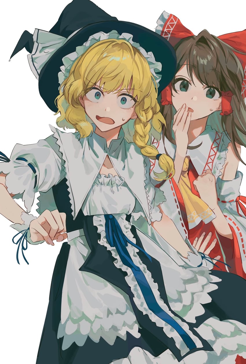 hakurei reimu and kirisame marisa (touhou) drawn by yanfei_u