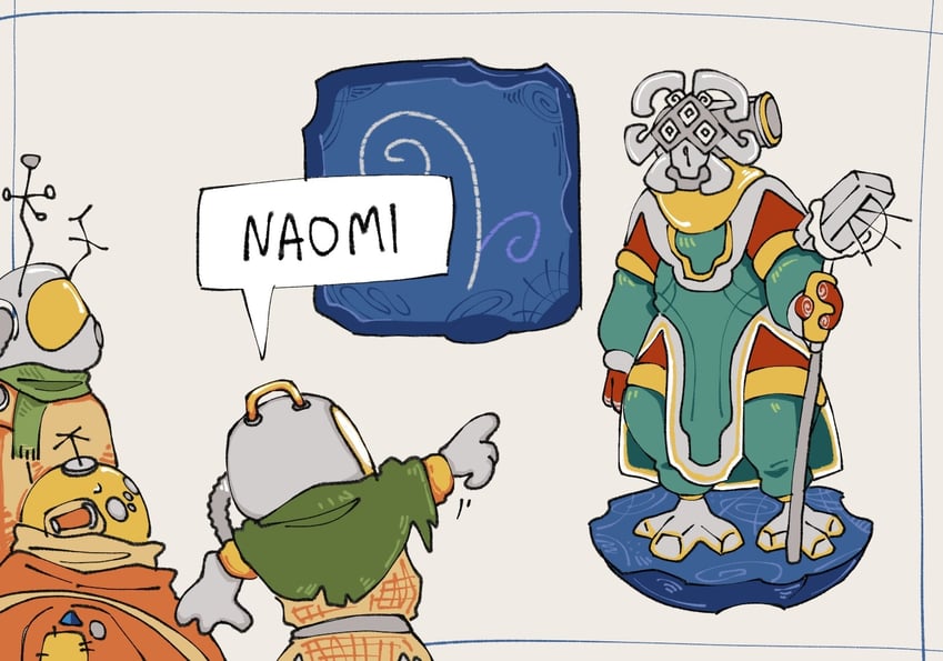 hatchling, gabbro, riebeck, and solanum (outer wilds) drawn by sapiserket