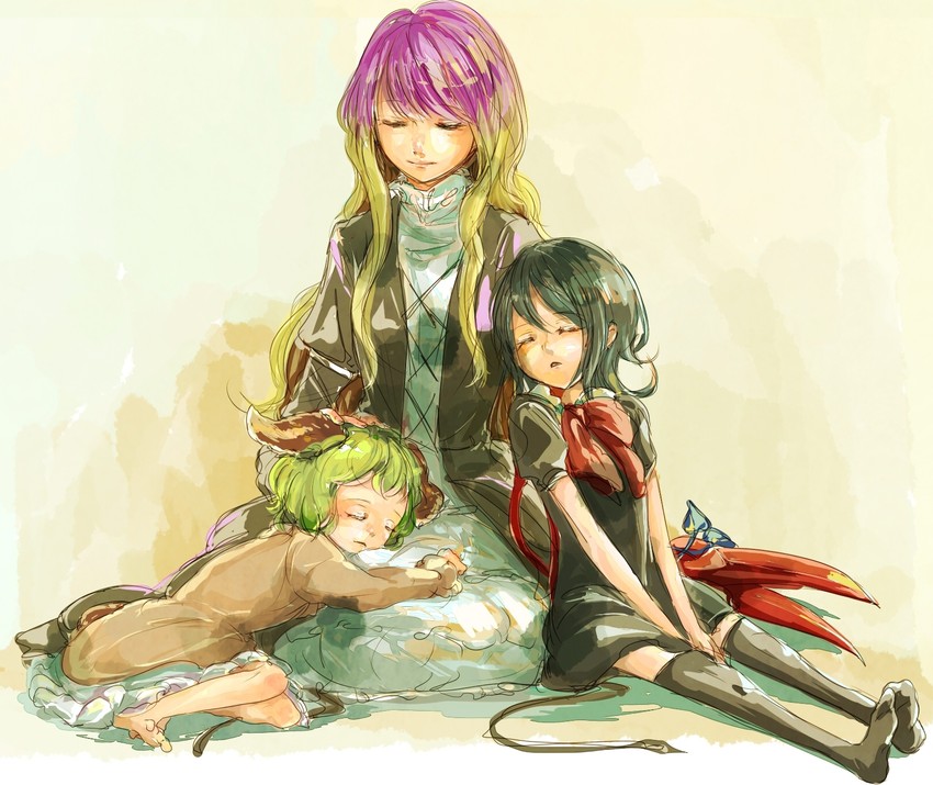 hijiri byakuren, houjuu nue, and kasodani kyouko (touhou) drawn by kurau_kii