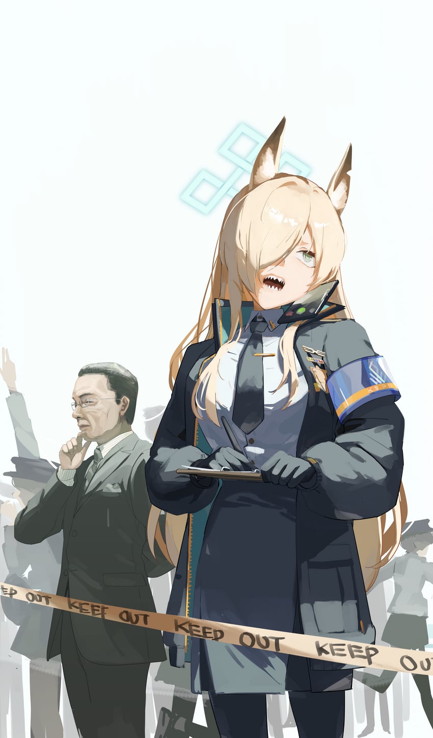 kanna, valkyrie police academy student, and sugishita ukyou (blue archive and 1 more) drawn by j._(anonymousarts)