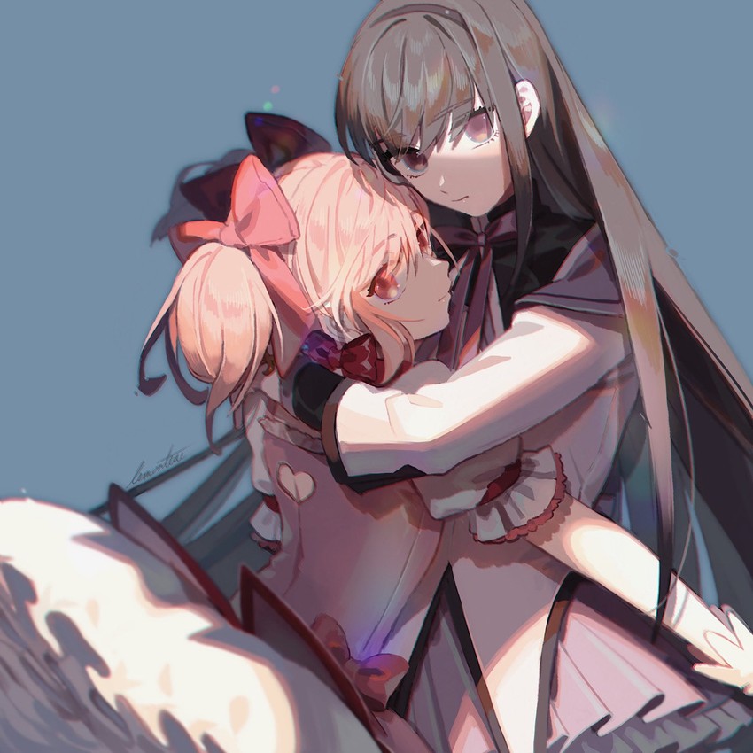 akemi homura and kaname madoka (mahou shoujo madoka magica) drawn by lemontea