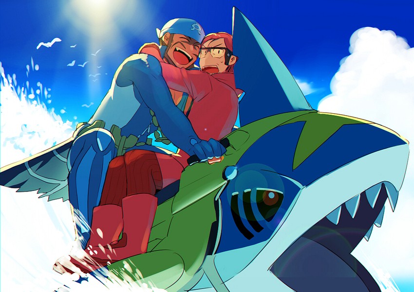 archie, sharpedo, and maxie (pokemon and 1 more) drawn by hozu_(hozumi)