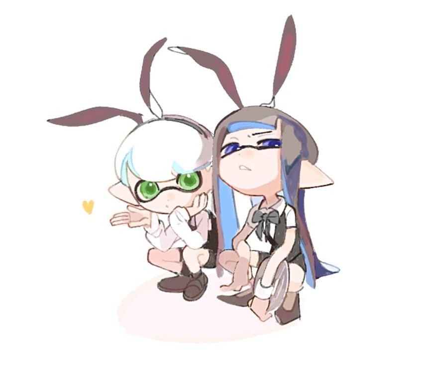 inkling player character, inkling girl, and inkling boy (splatoon) drawn by spl8ya