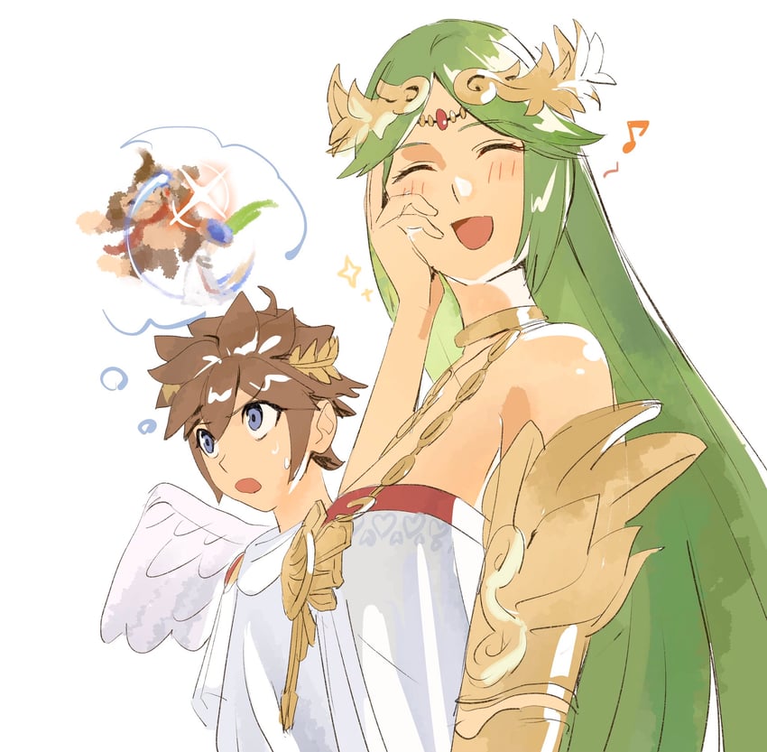 palutena, pit, and donkey kong (super smash bros. and 3 more) drawn by nakmini