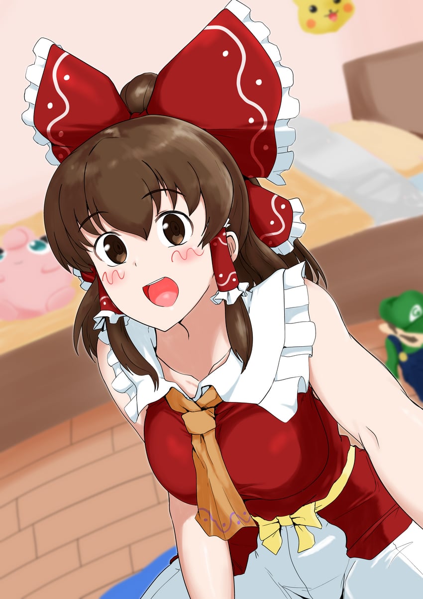 hakurei reimu, pikachu, luigi, jigglypuff, and kanna (touhou and 3 more) drawn by remote_controller_4