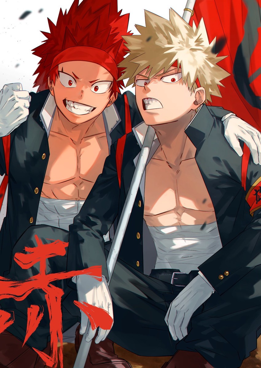 bakugou katsuki and kirishima eijiro (boku no hero academia) drawn by mirin_(coene65)