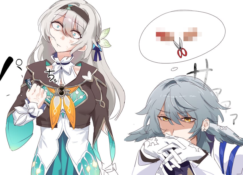 firefly and sunday (honkai and 1 more) drawn by kame_(addlechicken)
