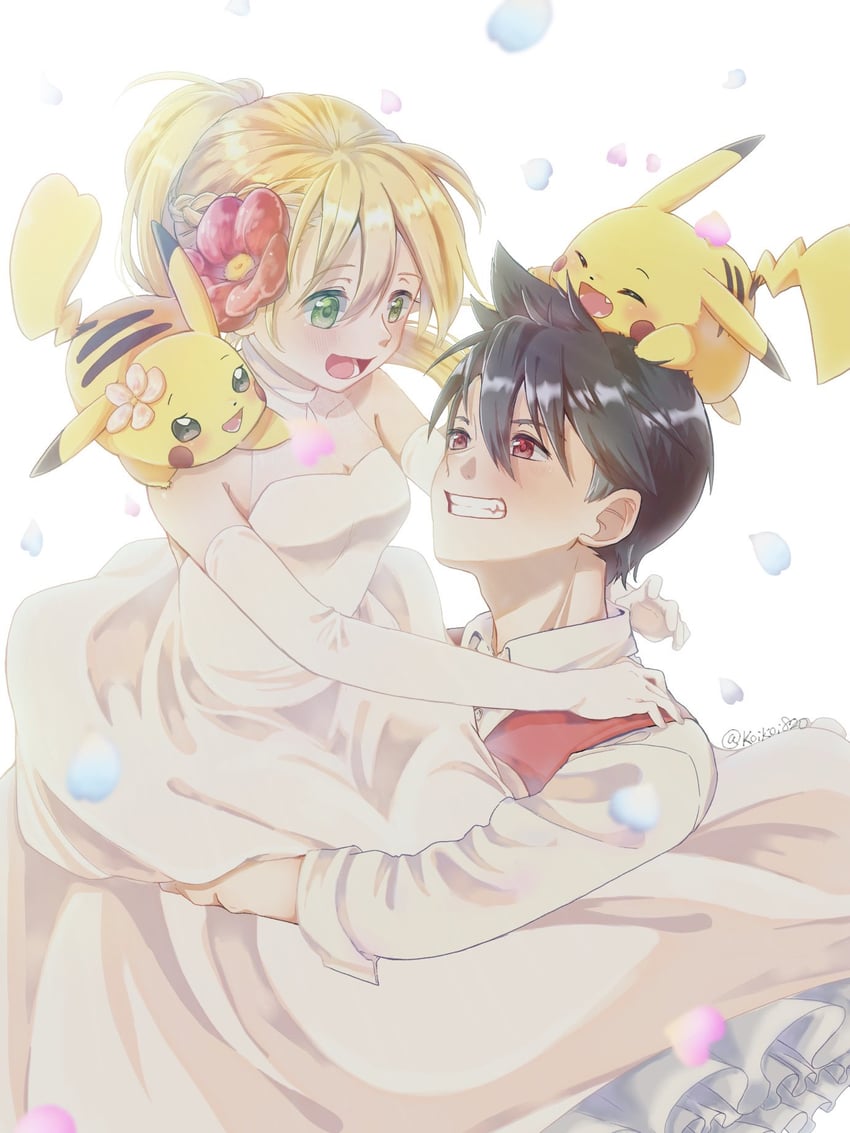 pikachu, red, yellow, pika, and chuchu (pokemon and 1 more) drawn by natzu_(koikoi820)