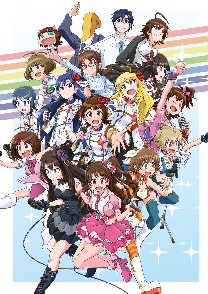 producer, shibuya rin, hoshii miki, kisaragi chihaya, amami haruka, and 12 more (idolmaster and 5 more) drawn by hige_(com)