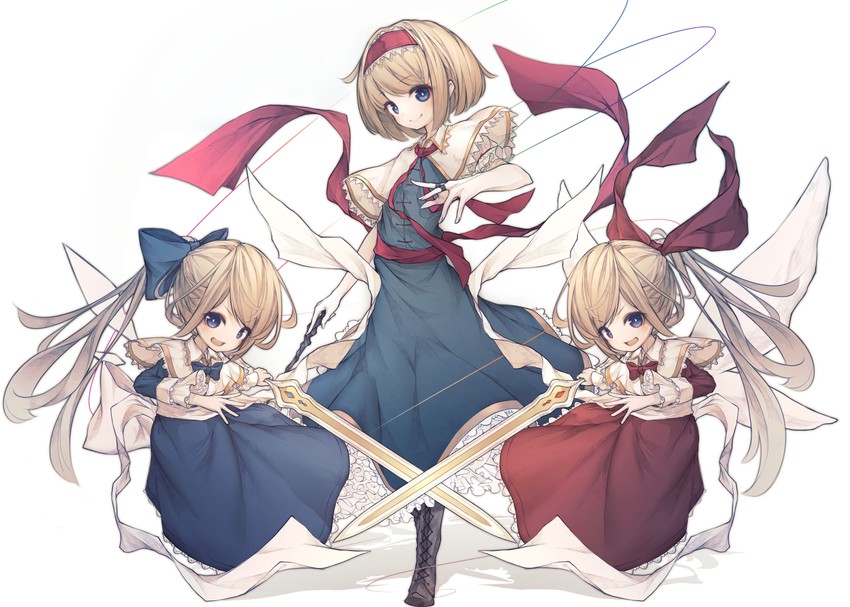 alice margatroid, shanghai doll, and hourai doll (touhou) drawn by hito_komoru