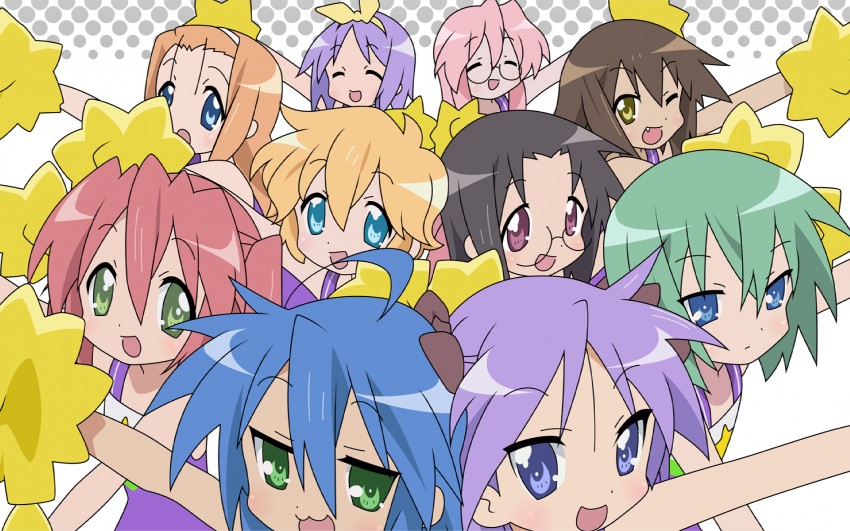 hiiragi kagami, izumi konata, hiiragi tsukasa, takara miyuki, kobayakawa yutaka, and 5 more (lucky star)
