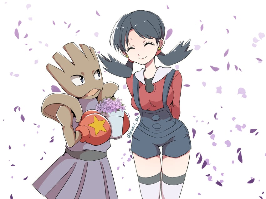 kris and hitmonchan (pokemon and 1 more) drawn by karai_san