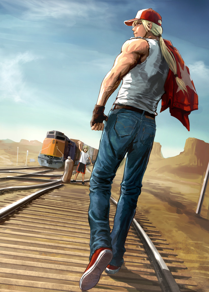 terry bogard and rock howard (the king of fighters and 3 more) drawn by l.g_(greenforce1)