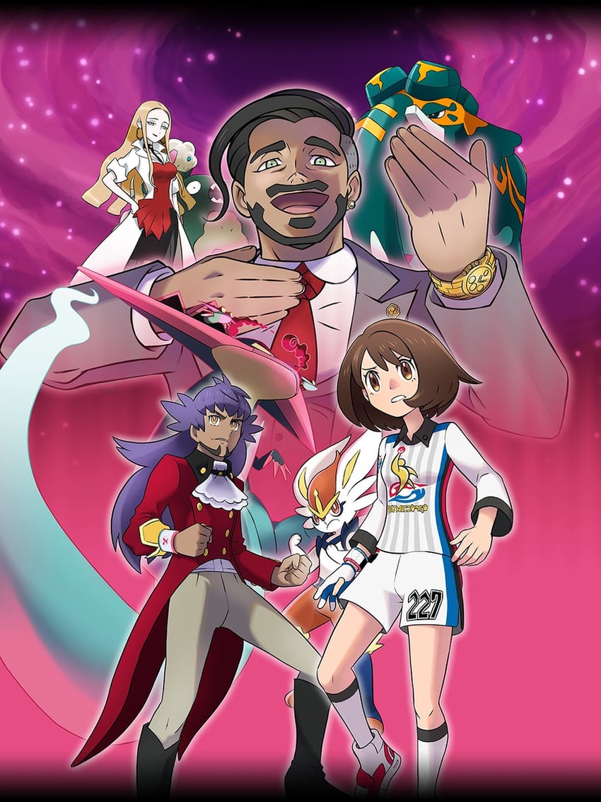 gloria, leon, cinderace, dreepy, dragapult, and 4 more (pokemon and 2 more)