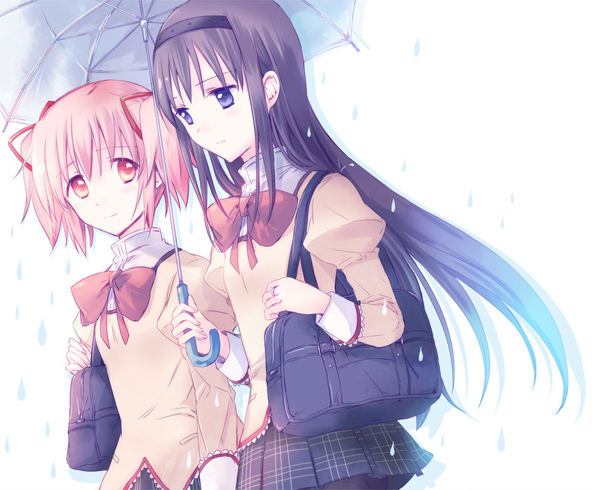 akemi homura and kaname madoka (mahou shoujo madoka magica) drawn by yamada_ako