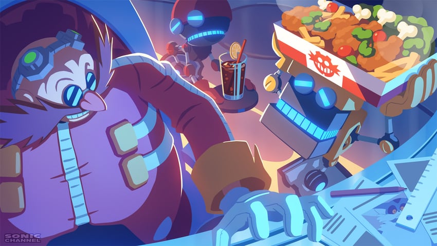 dr. eggman, big the cat, orbot, and cubot (sonic) drawn by karasuno_yui