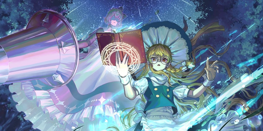 kirisame marisa, alice margatroid, and shanghai doll (touhou and 1 more) drawn by makkuro