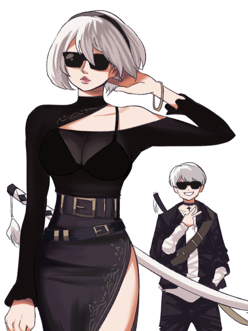 2b and 9s (nier and 1 more) drawn by tina_fate