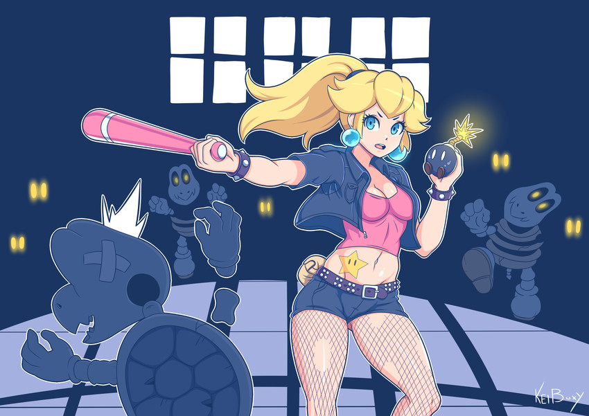 princess peach, bob-omb, and dry bones (mario) drawn by orangetea