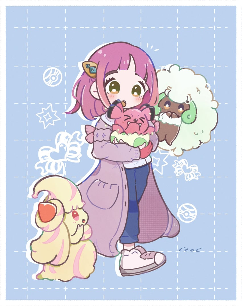alcremie, lacey, whimsicott, and snubbull (pokemon and 1 more) drawn by itoi_box