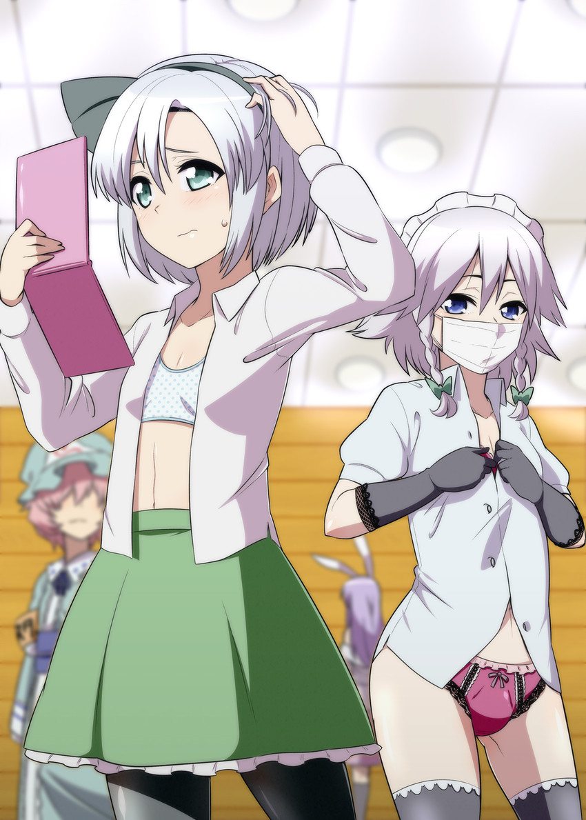 izayoi sakuya, konpaku youmu, reisen udongein inaba, and saigyouji yuyuko (touhou) drawn by jeno