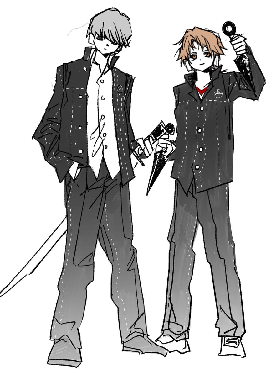 narukami yu and hanamura yousuke (persona and 1 more) drawn by goguma_wagamja