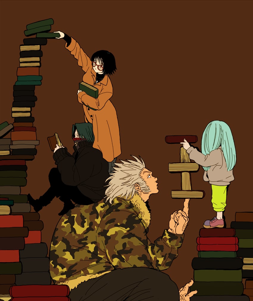 shizuku murasaki, feitan portor, uvogin, and korutopi (hunter x hunter) drawn by hanba_guyokota