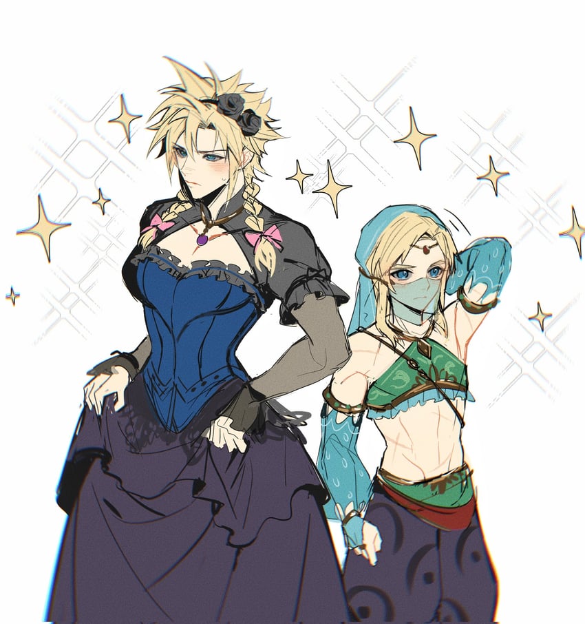 link and cloud strife (final fantasy and 5 more) drawn by duoj_ji