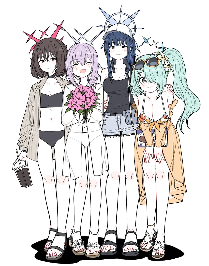 saori, atsuko, hiyori, and misaki (blue archive) drawn by wujurana