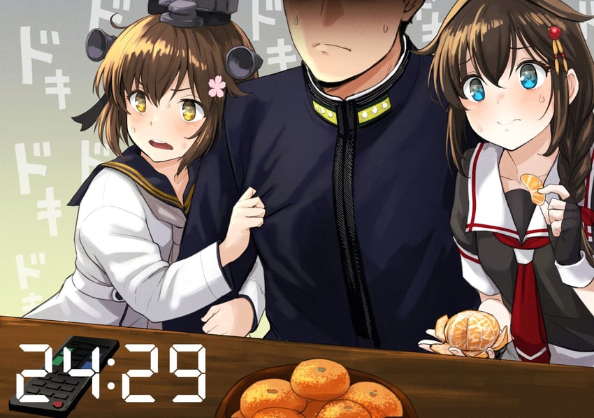 admiral, shigure, shigure kai ni, yukikaze, and yukikaze kai ni (kantai collection) drawn by watanore