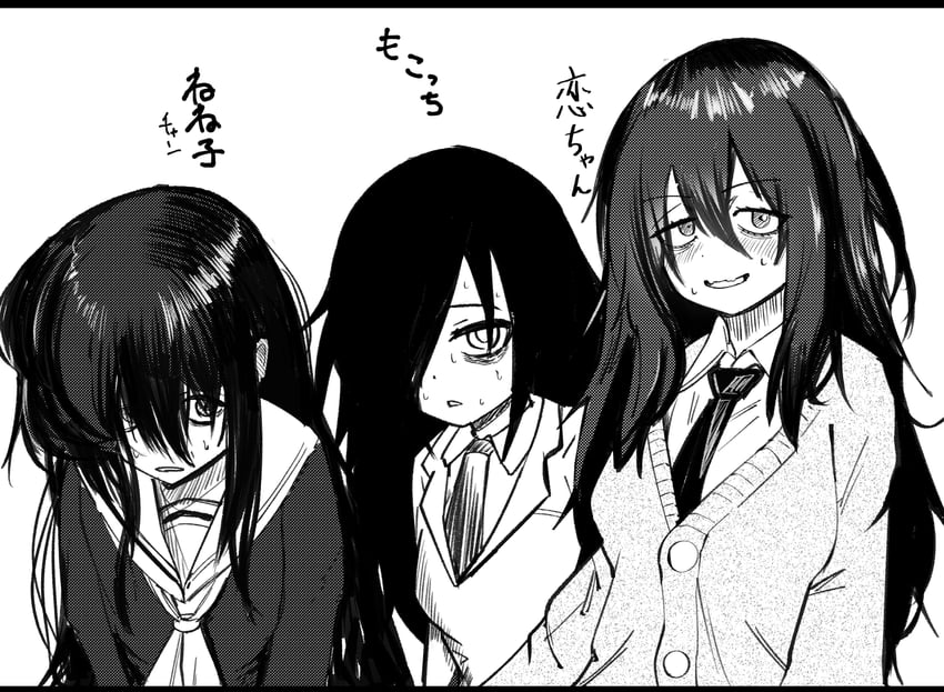 kuroki tomoko, izumozaki neneko, and waganabe ren (watashi ga motenai no wa dou kangaetemo omaera ga warui! and 2 more) drawn by akiyamine_chan