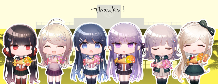 nanami chiaki, akamatsu kaede, kirigiri kyoko, harukawa maki, maizono sayaka, and 1 more (danganronpa and 4 more) drawn by mikko_(mim_mikko)