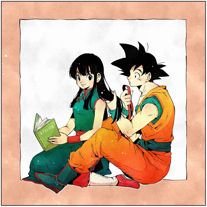 son goku and chi-chi (dragon ball) drawn by toritoki_(trig_tkdb)
